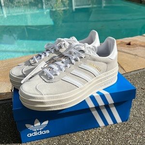 Adidas Gazelle Bold Platform Sneaker, Women US Size 6, Color Grey/White/White